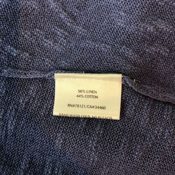 Eileen Fisher Blue Linen Cotton Open Waterfall Long Sleeve Knit Cardigan size PL - Picture 8 of 10